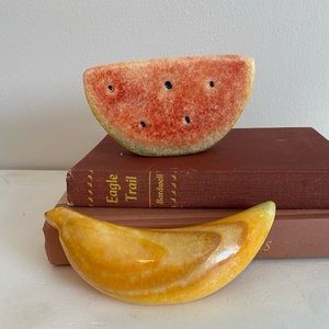 SET vintage fruit paperweight